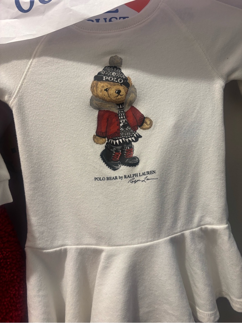 Polo by Ralph Lauren White Sweatshirt with Red Polo Bear Graphic